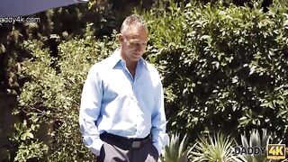 The old man fucked his son's girlfriend by the pool