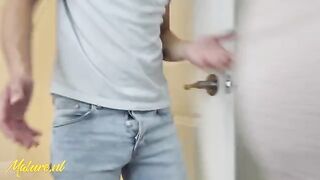 Hot stepmom caught her stepson spying and let him get close
