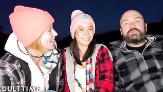 Hot polyamorous threesome in POV style in the woods