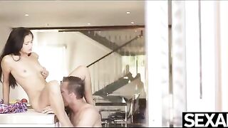 The couple fucked on the kitchen table with intense passion