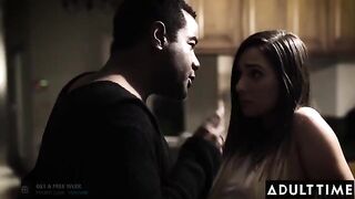 Father-in-law dominates and fucks Jaye Summers in the kitchen during a visit