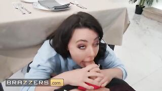Whitney Wright, a naughty waitress, gets fucked under the table