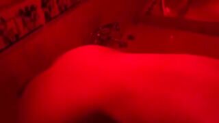 The blonde plays with sex toys in the bathroom and waits for a big cock