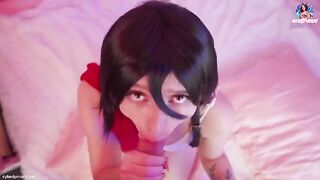 Mikasa Ackerman, riding big dick and getting a huge facial - Attack on Titan Cosplay