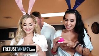 Two Easter Bunnies Blake Blossom and Sandy Love getting fucked while preparing for a holiday