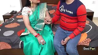 Desi Pari teaches English to a tuition student with big tits