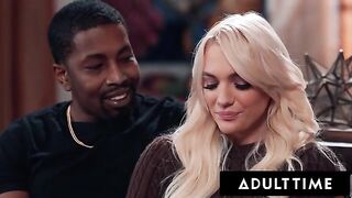 Kenna James gets her throat and pussy filled with cum in a hot threesome