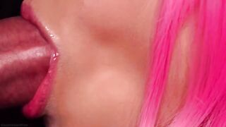 The hottest milk blowjob with pink hair that you can imagine, pure gold!