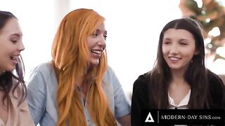 Lauren Phillips helps virgins Lily Larimar and Maya Woulfe with a 3-way