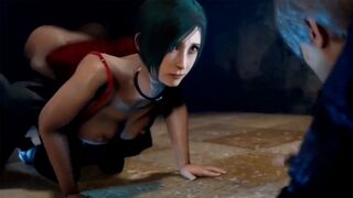 Ada Wong cheating on Leon with a monster in a 3D animated scene