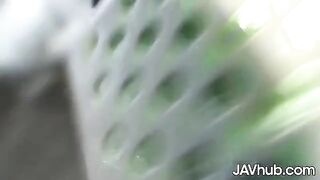 Two cute Japanese girls Reika and Mio getting fucked by many cocks