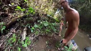 Girl was fucked by her guy in the jungle river