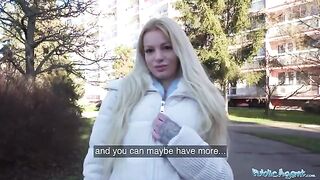 The sexy German blonde MILF is paid to have sex in public