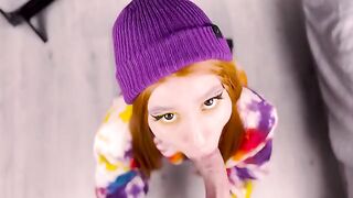 Redhead cutie presented her ass to the camera after giving a blowjob in 4K