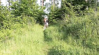 Babe fucks a guy with a huge cock in the forest, noratheo style