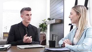 A skinny blonde gets fucked hard to impress and get the job done