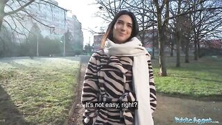 A sexy European biology student got fucked by a stranger in a steamy Public Agent scene