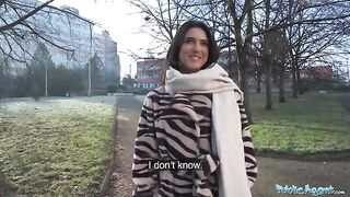 A sexy European biology student got fucked by a stranger in a steamy Public Agent scene