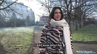 A sexy European biology student got fucked by a stranger in a steamy Public Agent scene