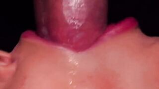 ASMR sucking with broken condom and cum in mouth