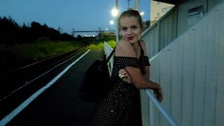 The confused girl waited for the train and got cock and creampie in public