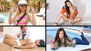 Ember Snow, Honey Gold, Lulu Chu, and Vina Sky in hot action
