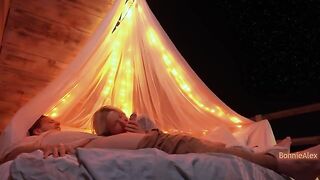 A couple enjoy romantic sex right on nature’s blanket