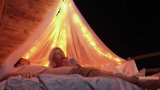A couple enjoy romantic sex right on nature’s blanket