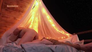 A couple enjoy romantic sex right on nature’s blanket