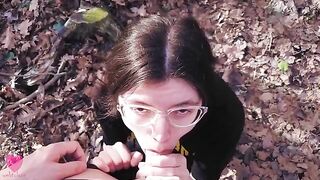 Best blowjob moments with a cute nerdy girl wearing glasses, showcasing her passionate side