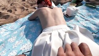 A young couple has sex on the beach and makes kebabs for lunch