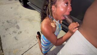 A married woman was caught and fucked in the parking lot like a slut