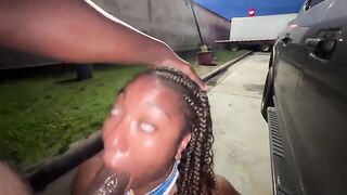A married woman was caught and fucked in the parking lot like a slut