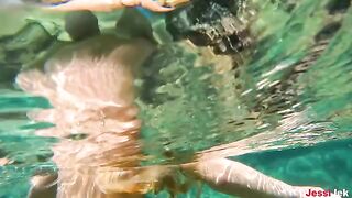 Babe JessiJek fucks on the beach and in the water, showcasing her amazing big ass