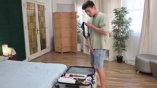 I caught my foreign friend jerking off in my panties, and things got steamy