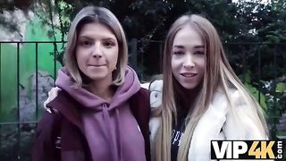First-time experience with double penetration for a young Hungarian girl in a thrilling scene
