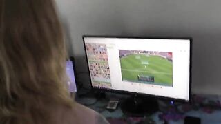 A young girl gets fucked while playing video games at home