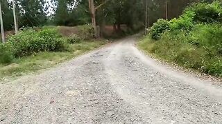 A bike ride turned into sex in the forest with a stunning brunette