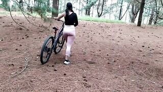 A bike ride turned into sex in the forest with a stunning brunette