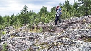 A hot girl has sex directly on a stone in nature, it’s a pity