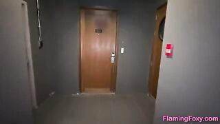 A cute girl had sex with her neighbor who missed his hotel room