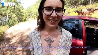 The car was fixed and the girl got a hard ass fuck outdoors