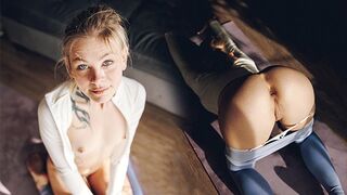 Babe gets her pussy railed while wearing yoga pants