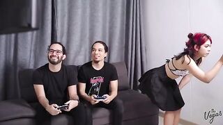 Latina beauty Cindy Luna gets her pussy railed by two cocks