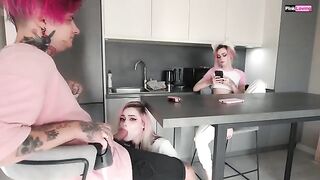 A couple made a role play, catching the wife at an awkward moment