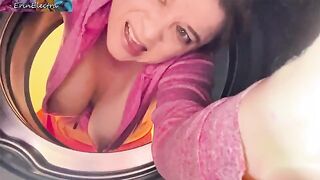 Hot MILF stepmom gets fucked in the washing machine