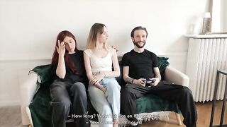 Two hot French girls share a great fuck with an amazing man