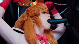 Bowser fucked Princess Peach hard with his huge black dick in a rough session
