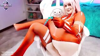 Zero Two from Darling in the Franxx indulges in solo squirt play