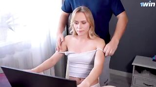 A massage for my stepsister streamer ended with me fucking her and she swallowed my cum